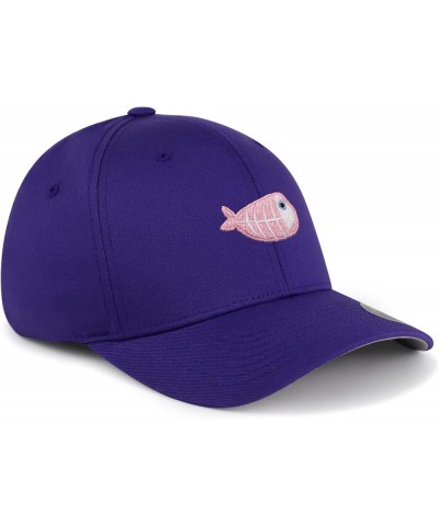 Flexfit Fishbone Embroidered Baseball Cap Pink Bone Purple $15.39 Baseball Caps