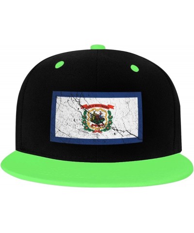 Flag of West Virginia Texture Effect Snapback Hat for Men Women Baseball Cap Trucker Flat Bill Hats Dad Caps Green $12.12 Bas...