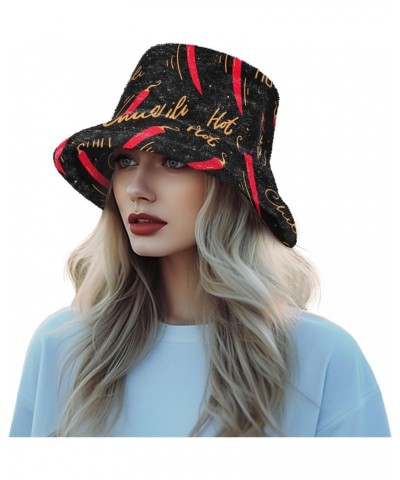 Chili Peppers Unisex Bucket Hat for Women Men Summer Sun Beach Fishing Cap with UV Protection Outdoor Cap for Hunting Camp Be...