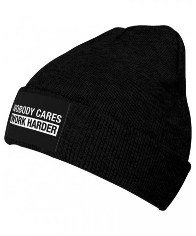 Nobody Cares Work Harder Quotes Mens Winter Beanie Hats Warm Knit Hats Skull Cap Winter Hat for Women Black $9.04 Skullies & ...