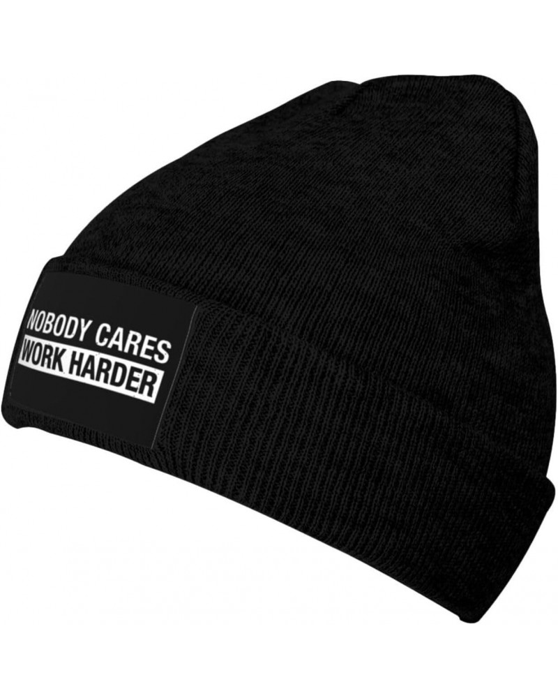 Nobody Cares Work Harder Quotes Mens Winter Beanie Hats Warm Knit Hats Skull Cap Winter Hat for Women Black $9.04 Skullies & ...