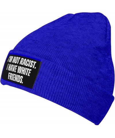 I'm Not Racist I Have White Friends Beanie for Men Women Warm Winter Knit Hat Funny Fashion Cap Blue $10.77 Skullies & Beanies