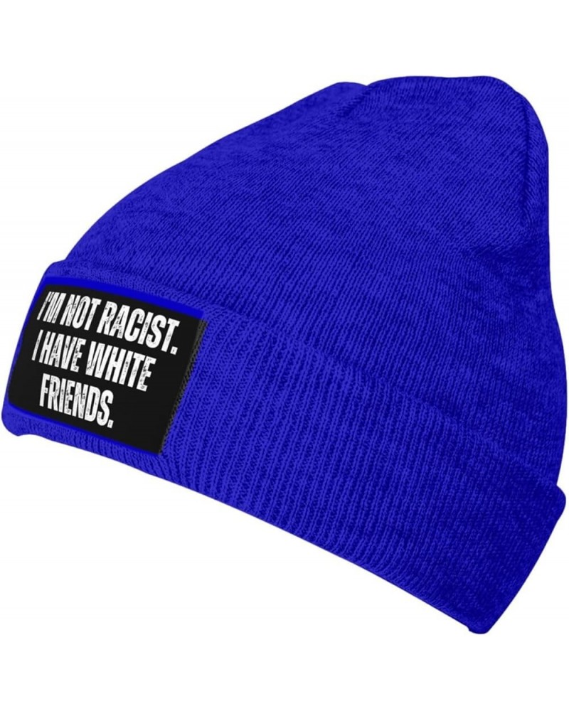 I'm Not Racist I Have White Friends Beanie for Men Women Warm Winter Knit Hat Funny Fashion Cap Blue $10.77 Skullies & Beanies