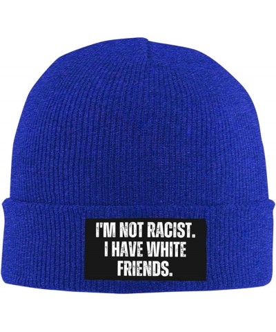 I'm Not Racist I Have White Friends Beanie for Men Women Warm Winter Knit Hat Funny Fashion Cap Blue $10.77 Skullies & Beanies