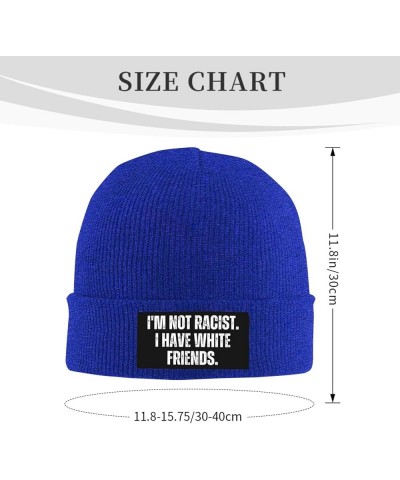 I'm Not Racist I Have White Friends Beanie for Men Women Warm Winter Knit Hat Funny Fashion Cap Blue $10.77 Skullies & Beanies