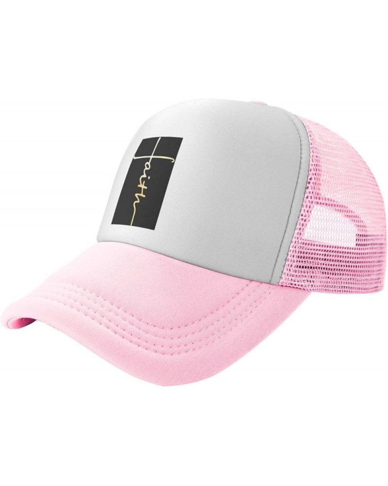 Faith Cross, Christian, Jesus Trucker hat Men Baseball Cap Black Hats Sun Dad Hat Women Cowboy hat Pink $10.14 Baseball Caps