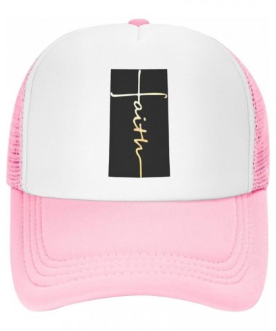 Faith Cross, Christian, Jesus Trucker hat Men Baseball Cap Black Hats Sun Dad Hat Women Cowboy hat Pink $10.14 Baseball Caps