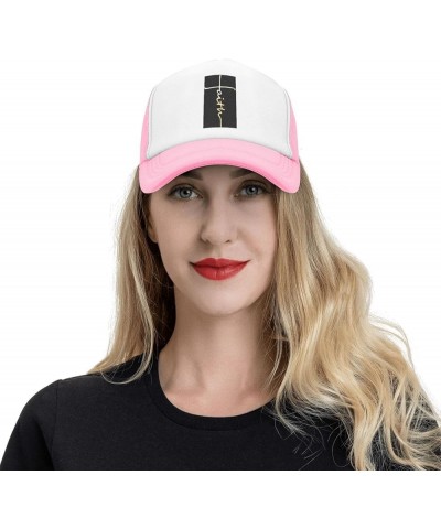 Faith Cross, Christian, Jesus Trucker hat Men Baseball Cap Black Hats Sun Dad Hat Women Cowboy hat Pink $10.14 Baseball Caps