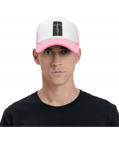 Faith Cross, Christian, Jesus Trucker hat Men Baseball Cap Black Hats Sun Dad Hat Women Cowboy hat Pink $10.14 Baseball Caps