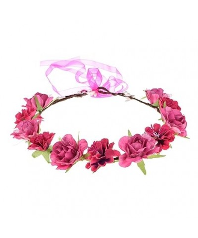 Women Flower Headband Bridal Floral Crown Wreath Girls BOHO Garland Halo (Pink) Peach $7.55 Headbands