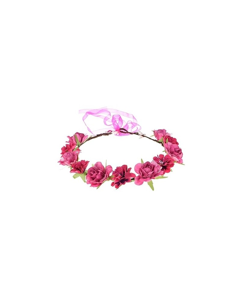 Women Flower Headband Bridal Floral Crown Wreath Girls BOHO Garland Halo (Pink) Peach $7.55 Headbands