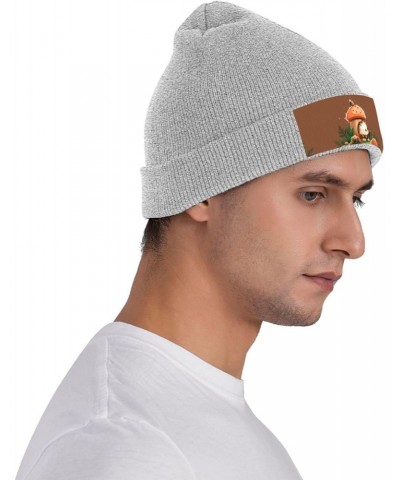 Slouchy Beanie Hats for Women Men Knit Beanies Cuffed Skull Cap Hedgehog and Mushroom Winter Ski Hat Gray $9.25 Skullies & Be...