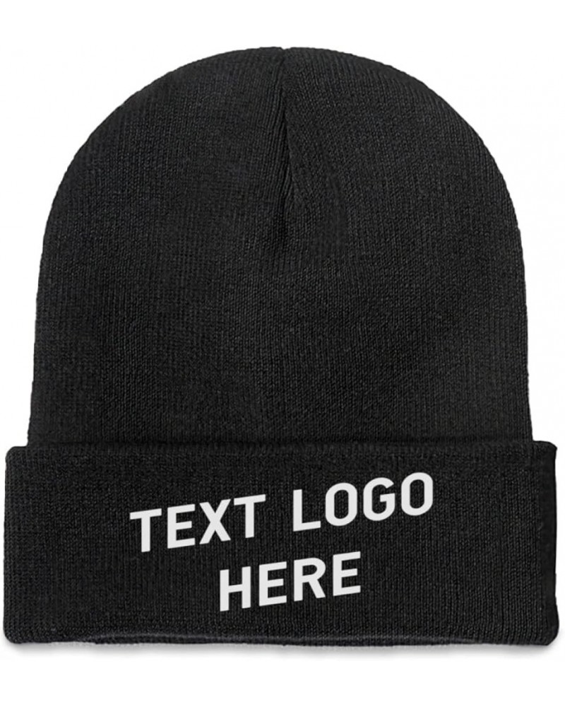 Personalized Knit Hats Your Logo for Men Women Black Black $9.39 Skullies & Beanies