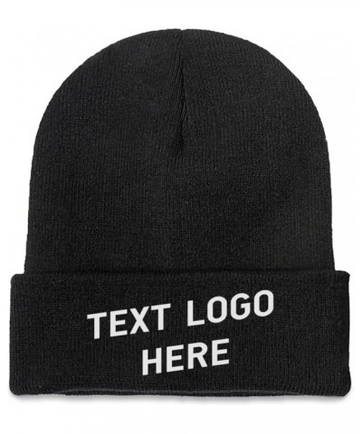 Personalized Knit Hats Your Logo for Men Women Black Black $9.39 Skullies & Beanies