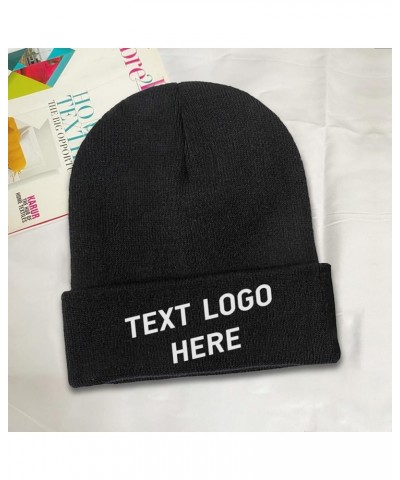 Personalized Knit Hats Your Logo for Men Women Black Black $9.39 Skullies & Beanies