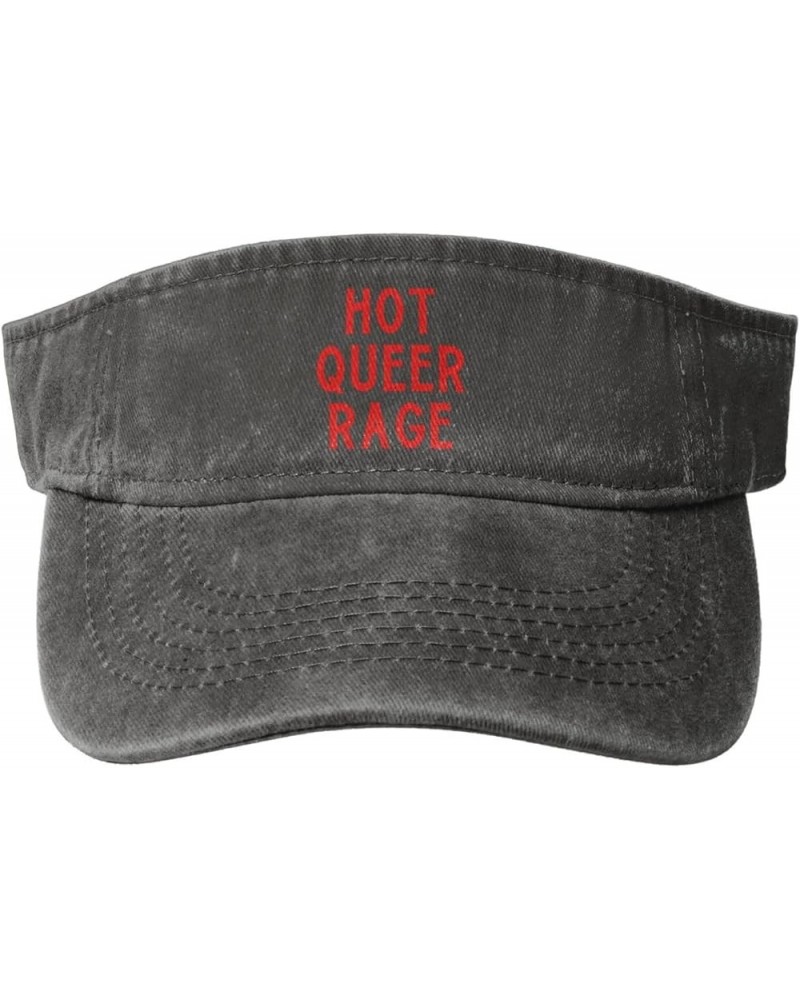 Hot Queer Rage Sport Sun Visor Hats Cotton Ball Caps Empty Top Baseball Sun Cap for Men Women,Black Deep Heather $11.79 Visors