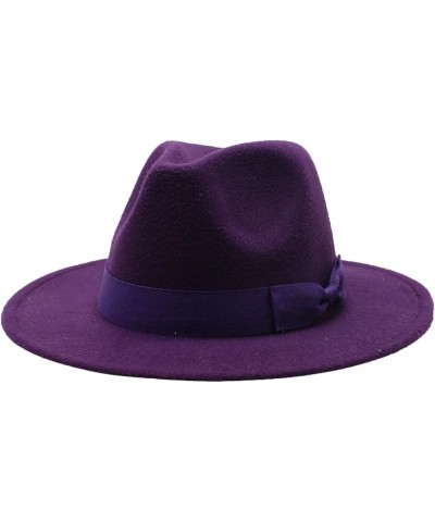 Autumn Wool Fedora Hat for Women Solid Formal Wedding Decorate Man Panamas Street Dance Cap Fedoras Navy1 $19.27 Fedoras