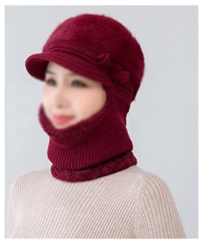 Middle-Aged and Elderly Hats Women's Winter Plus Velvet Warm Hat Winter Windproof Scarf One-Piece Hat (Color : E, Size : One ...