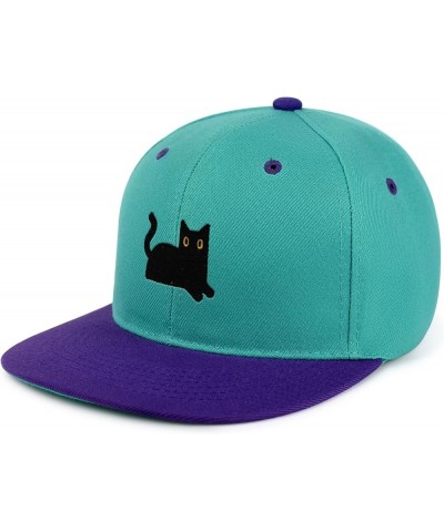 Black Cat Hip-Hop Snapback Hat Embroidered Baseball Cap Cat Mom 61. Aqua/Purple $13.24 Baseball Caps