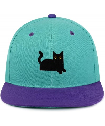 Black Cat Hip-Hop Snapback Hat Embroidered Baseball Cap Cat Mom 61. Aqua/Purple $13.24 Baseball Caps