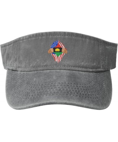 Hand Tear Flag of Biafra Sun Visor Hats for Women Men Adjustable Cotton Sun Hat Golf Cap Gray $10.03 Visors