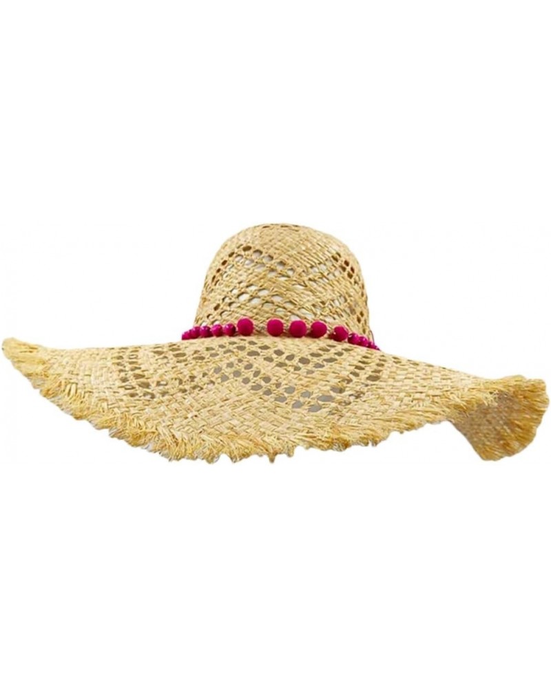 Outdoor Hand-Woven Paper Straw Hat French Elegant Flat Edge Concave and Convex Top Summer Sun Hat Beach Hat 30 $19.59 Sun Hats