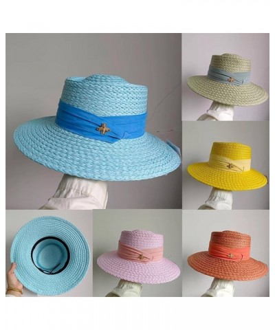 Outdoor Hand-Woven Paper Straw Hat French Elegant Flat Edge Concave and Convex Top Summer Sun Hat Beach Hat 30 $19.59 Sun Hats