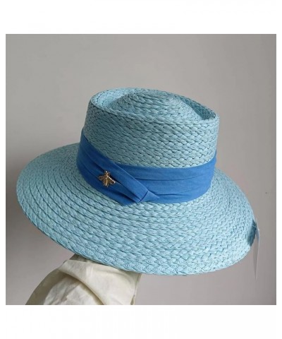 Outdoor Hand-Woven Paper Straw Hat French Elegant Flat Edge Concave and Convex Top Summer Sun Hat Beach Hat 30 $19.59 Sun Hats