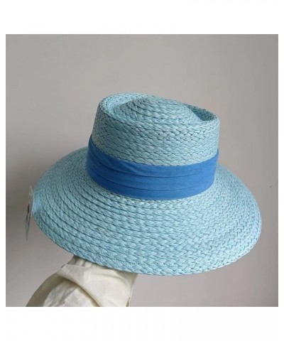 Outdoor Hand-Woven Paper Straw Hat French Elegant Flat Edge Concave and Convex Top Summer Sun Hat Beach Hat 30 $19.59 Sun Hats