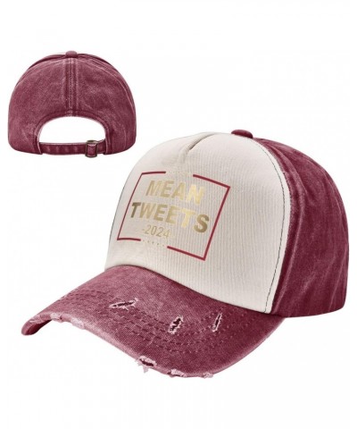 Mean Tweets 2024 Upgrade Your Style with Funny Adjustable Cotton Baseball Caps for Men and Women Dark Red $15.44 Baseball Caps