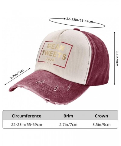 Mean Tweets 2024 Upgrade Your Style with Funny Adjustable Cotton Baseball Caps for Men and Women Dark Red $15.44 Baseball Caps