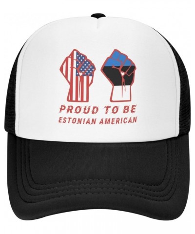 Proud to Be Estonian American Estonia USA Flag Mesh Baseball Cap Black $10.70 Baseball Caps