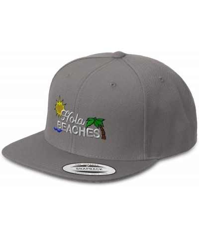 Snapback Hats for Men & Women Hola Beaches Acrylic Flat Bill Baseball Cap Dark Grey Design Only $14.00 Baseball Caps