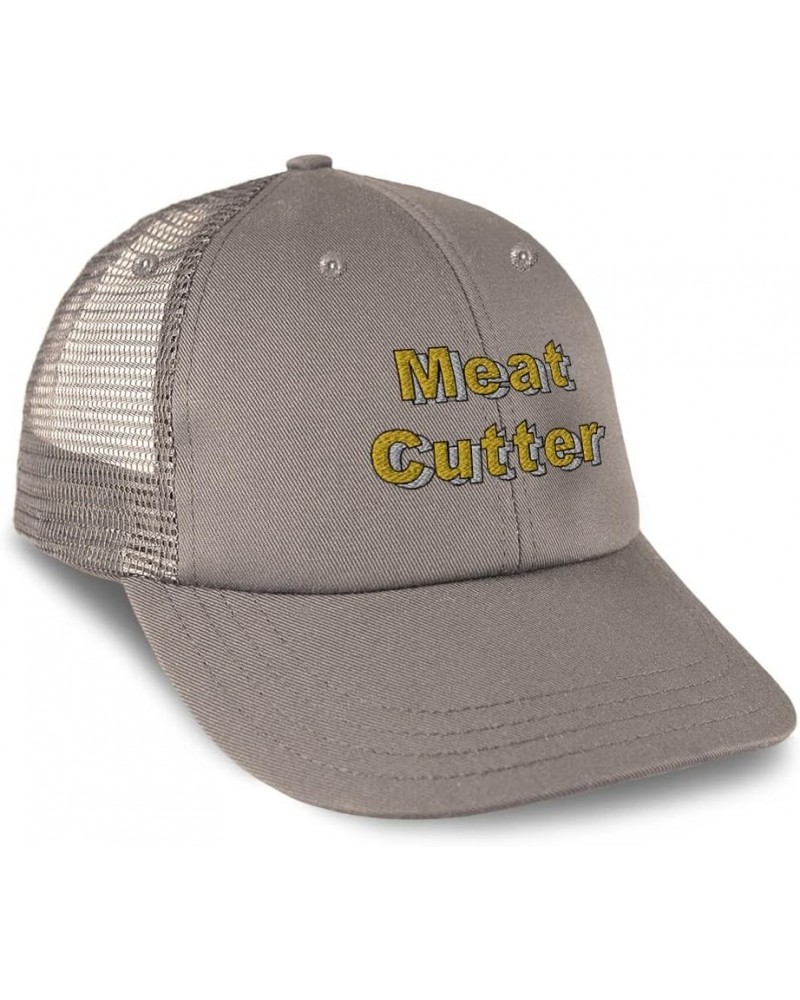 Custom Trucker Hat Baseball Cap Meat Cutter Cut Cotton Trim Dad Hats for Men & Women Grey Design Only $15.65 Baseball Caps