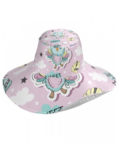 Sun Beach Hat Cute Funny Owls Wide Brimmed Sunhats with Chin Strap Summer Hat UPF Visor UV Protection Cap for Women Outdoor F...