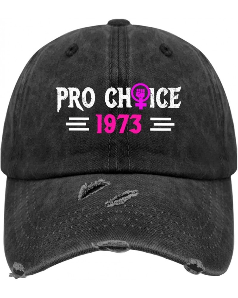 Pro Choices 1973 ROE Distressed Baseball Hat for Women Graphic Washed Denim Adjustable Strapback Hat Allblack $9.90 Baseball ...