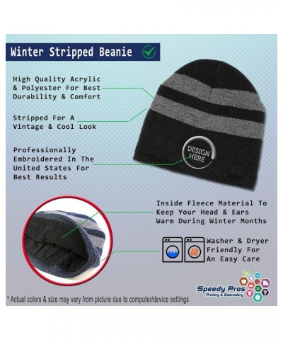 Custom Striped Beanie for Men & Women Karkinos Acrylic Fleece Skull Cap Hats 1 Size Black Personalized Text Here $12.00 Skull...