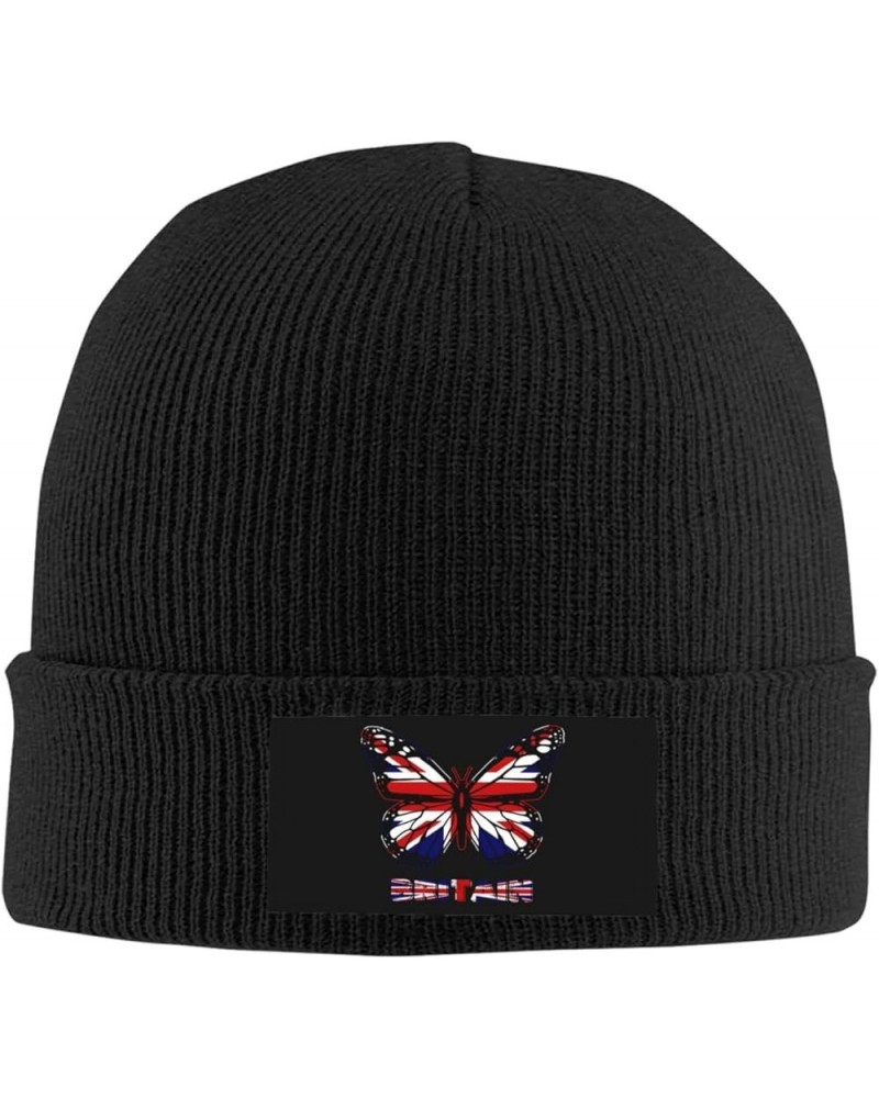 Butterfly Flag Knit Beanie Hat Winter Fall Headwear for Men Women Warm Stocking Skull-Cap Butterfly Britain Flag $11.79 Skull...