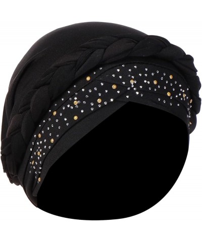 Women Turban Hats for Girls Headband Twisting Knot Pre-Tied Bonnet Beanie Cap Head Wrap Black $7.31 Skullies & Beanies