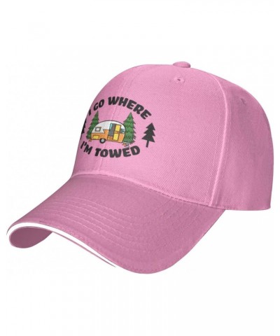 I Go Where I'm Towed Gifts Pink Baseball Hats Dad Hat Unisex Cotton Distressed Vintage Baseball Cap $9.49 Baseball Caps