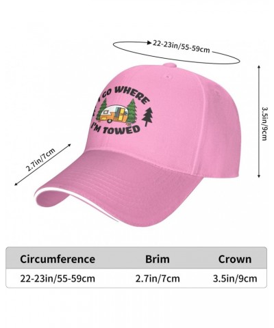 I Go Where I'm Towed Gifts Pink Baseball Hats Dad Hat Unisex Cotton Distressed Vintage Baseball Cap $9.49 Baseball Caps