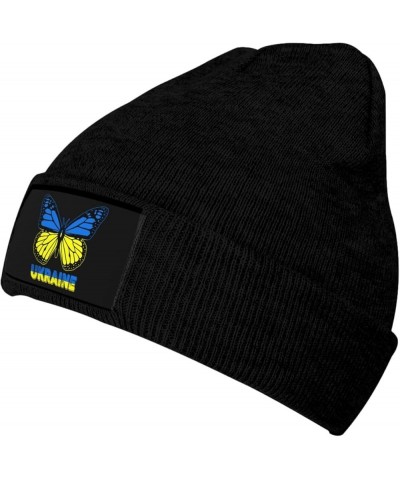 Butterfly Flag Knit Beanie Hat Winter Fall Headwear for Men Women Warm Stocking Skull-Cap Butterfly Ukraine Flag $11.79 Skull...