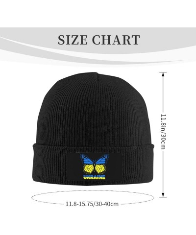 Butterfly Flag Knit Beanie Hat Winter Fall Headwear for Men Women Warm Stocking Skull-Cap Butterfly Ukraine Flag $11.79 Skull...