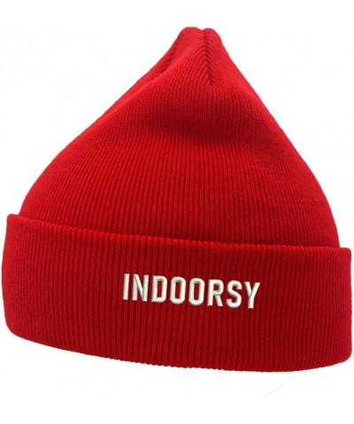 Mens Beanie Knit Hats INDOORSY Embroidered Unisex Casual Beanies Hats for Winter Red $10.32 Skullies & Beanies