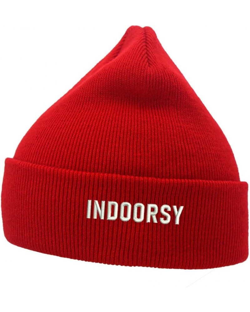 Mens Beanie Knit Hats INDOORSY Embroidered Unisex Casual Beanies Hats for Winter Red $10.32 Skullies & Beanies