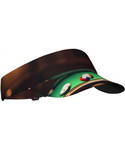 Billiard Print Adult Sunscreen Visor Cap Empty Top Baseball Cap Sun Hat Cap Sports Visor Hat Unisex Black $10.12 Sun Hats