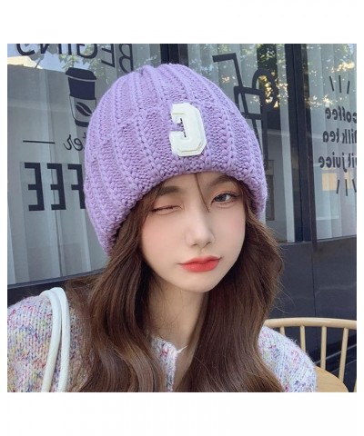 Winter Warm Skullies Beanies Women Letter Knitted Hats Outdoor Sports Cycling Melon Caps Beige $12.48 Skullies & Beanies