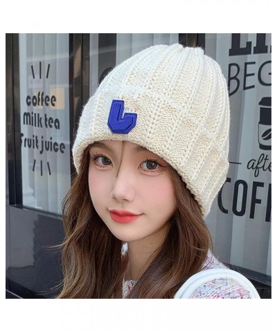 Winter Warm Skullies Beanies Women Letter Knitted Hats Outdoor Sports Cycling Melon Caps Beige $12.48 Skullies & Beanies