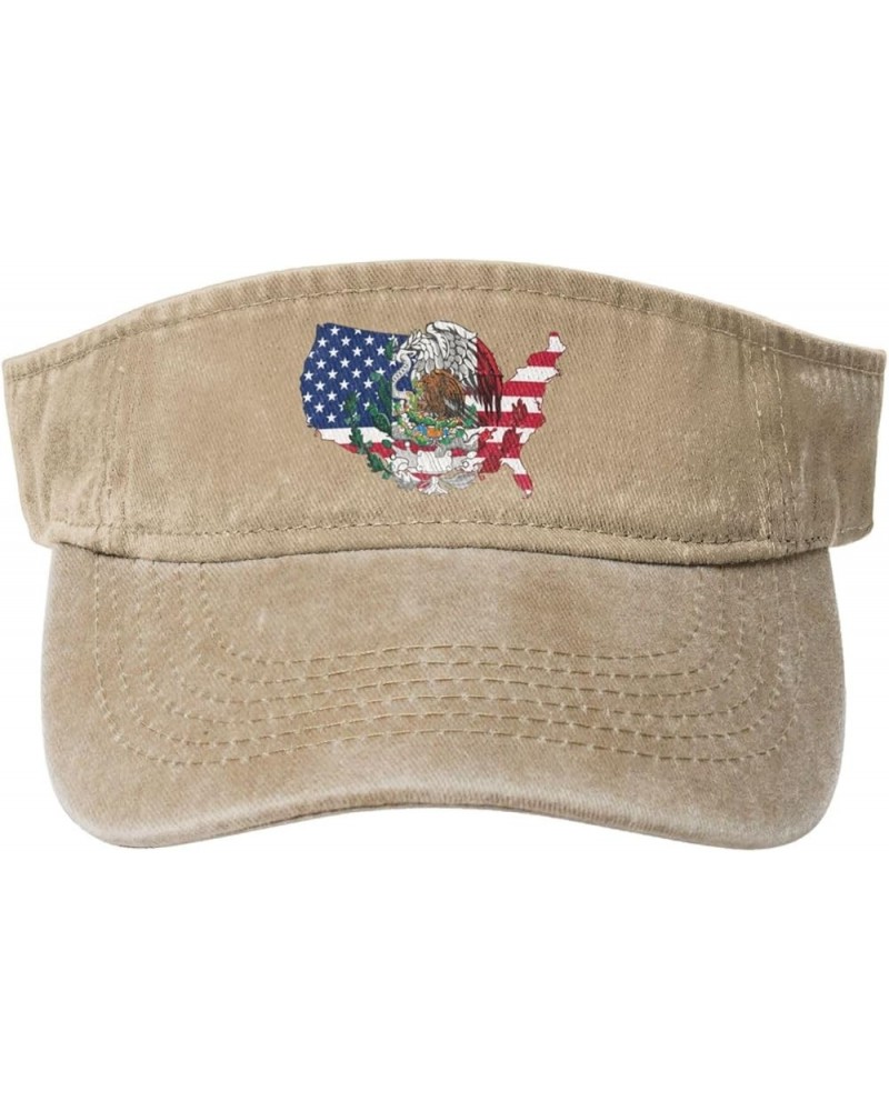 America Mexico Flag Sport Sun Visor Hat Cotton Ball Caps Empty Top Baseball Sun Cap Natural $11.72 Visors