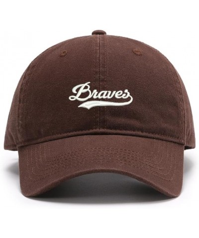 Men's Baseball Caps Embroidered Braves Washed Cotton Vintage Caps Brwon $12.31 Baseball Caps